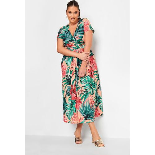 Robe Midaxi Couleur Pêche Floral Tropicale Rouge & , Grande Taille & Courbes - Yours - Modalova