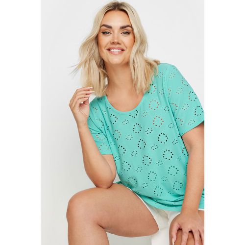 Tshirt Turquoise Volanté Broderie Anglaise , Grande Taille & Courbes - Yours - Modalova