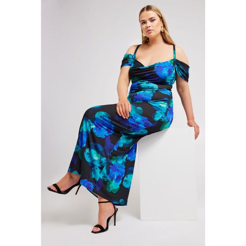 Curve Black & Blue Floral Print Maxi Dress, Grande Taille & Courbes - Yours London - Modalova