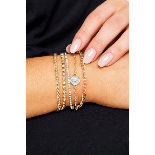 Pack Gold Diamante Chain Bracelets - Yours - Modalova
