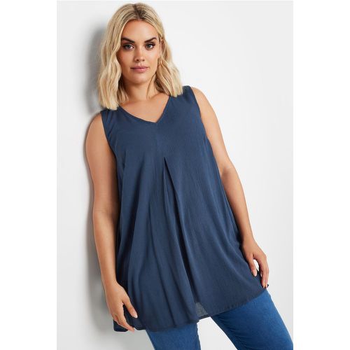 Curve Navy Blue Pleated Vest Top, Grande Taille & Courbes - Yours - Modalova