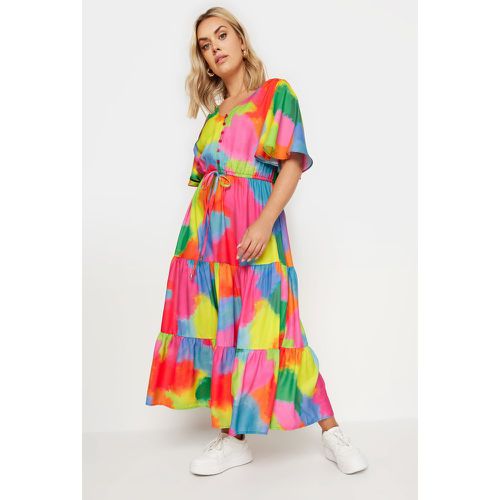 Curve Pink & Rainbow Blur Print Maxi Dress, Grande Taille & Courbes - Yours - Modalova
