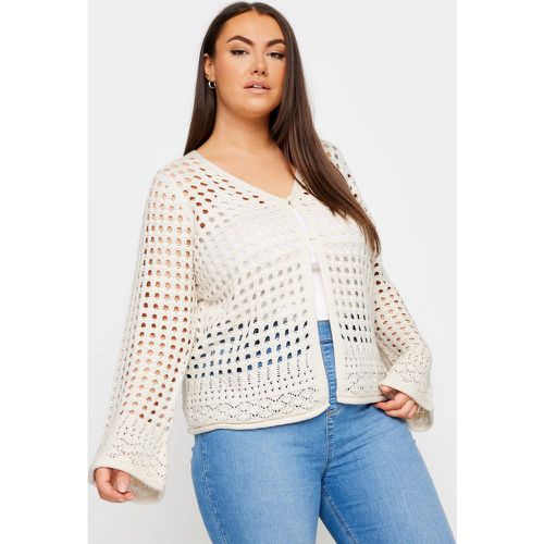 Curve Ivory White Button Through Crochet Cardigan, Grande Taille & Courbes - Yours - Modalova