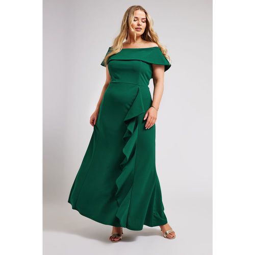 Curve Emerald Green Ruffle Bardot Maxi Dress, Grande Taille & Courbes - Yours London - Modalova