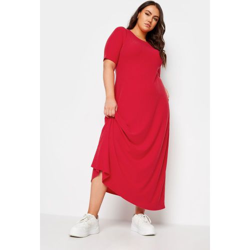 Curve Red Ribbed Swing Maxi Dress, Grande Taille & Courbes - Yours - Modalova