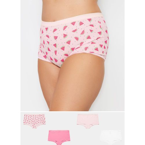 Pack Curve Pink Watermelon Print High Waisted Shorts - Yours - Modalova