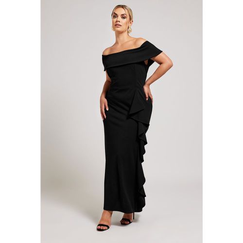 Curve Black Ruffle Bardot Maxi Dress, Grande Taille & Courbes - Yours London - Modalova