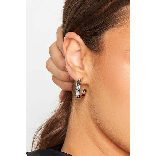 Silver Diamante Hoop Earrings - Yours - Modalova