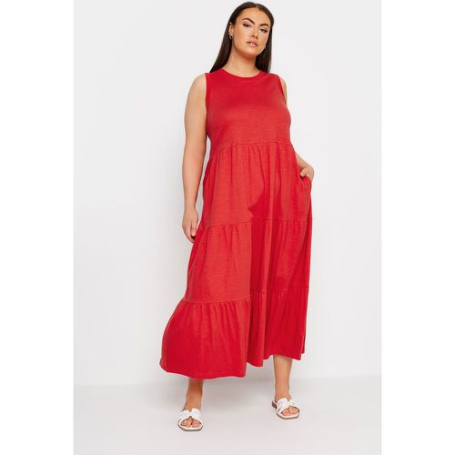 Curve Red Tiered Midaxi Dress, Grande Taille & Courbes - Yours - Modalova