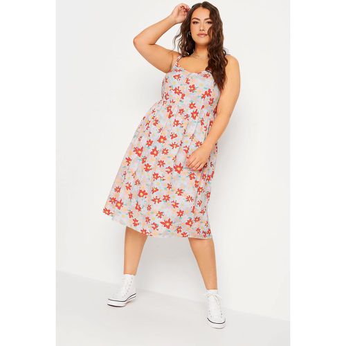 Robe Blanche & Rouge Floral Volantée , Grande Taille & Courbes - Yours - Modalova