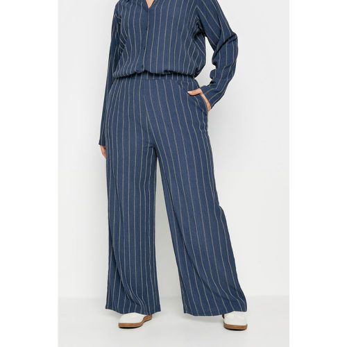 Pantalon Marine Texturé Rayures , Grande Taille & Courbes - Yours - Modalova