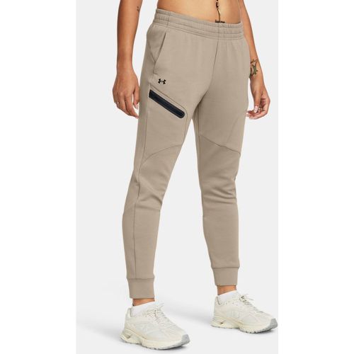 Under Armour UA Rival Terry Wide Leg Crop Pants Women - Timberwolf Taupe  Full Hthr/White