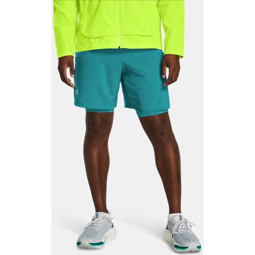 Short 2-en-1 18 cm Launch Circuit Teal / Circuit Teal / réfléchissant S - Under Armour - Modalova