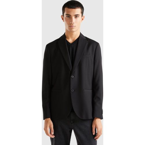 Benetton, Blazer Coupe Regular En Viscose Mélangée, taille 44, Noir - United Colors of Benetton - Modalova