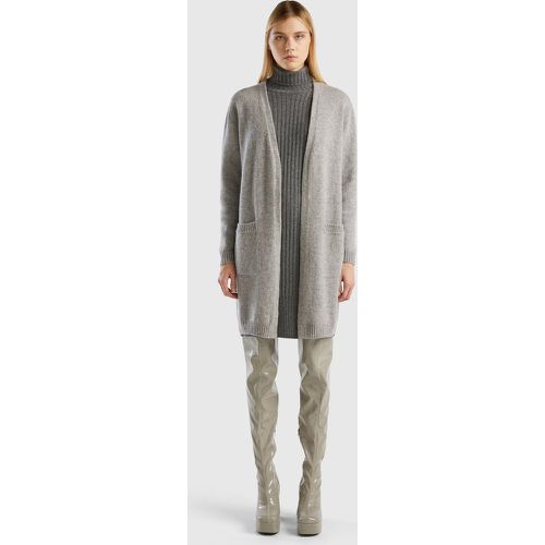 Benetton, Gilet Long En Pure Laine Shetland, taille XS-S, Gris Clair - United Colors of Benetton - Modalova