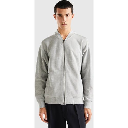 Benetton, Bomber Zippé En Molleton, taille XXL, Gris Clair - United Colors of Benetton - Modalova