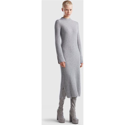 Benetton, Robe En Maille Fendue, taille S, Gris Clair - United Colors of Benetton - Modalova