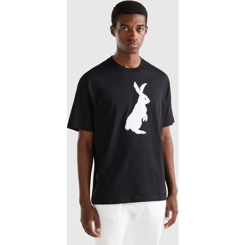 Benetton, T-shirt Noir Avec Imprimé Lapin, taille L, Noir - United Colors of Benetton - Modalova