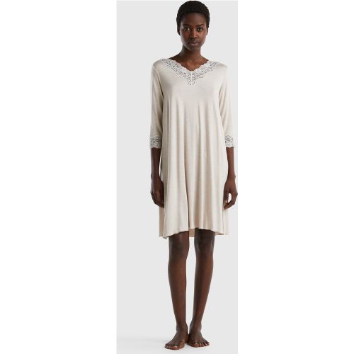 Benetton, Chemise De Nuit Avec Détails En Dentelle, taille S, Gris Clair - United Colors of Benetton - Modalova