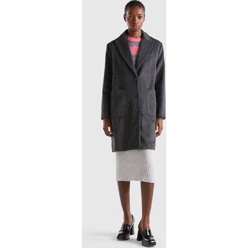 Benetton, Manteau Court En Laine Mélangée, taille XS, Gris Foncé - United Colors of Benetton - Modalova