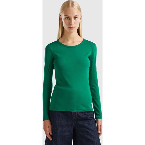 Benetton, T-shirt Manches Longues En Pur Coton, taille L, Vert - United Colors of Benetton - Modalova