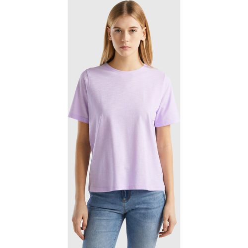 Benetton, T-shirt En Coton Flammé À Col Rond, taille L, Lilas - United Colors of Benetton - Modalova