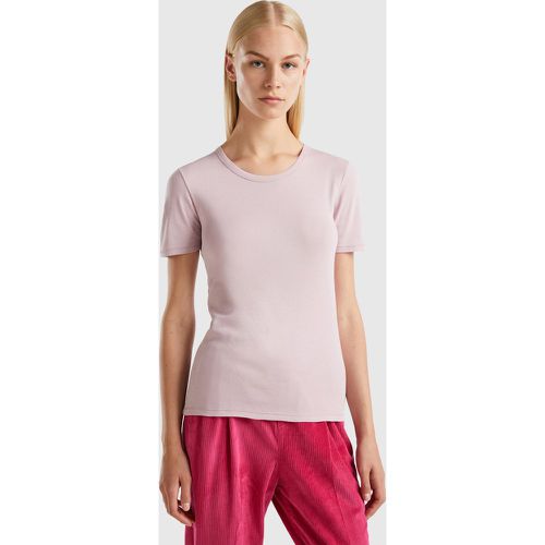 Benetton, T-shirt En Coton Longues Fibres, taille XS, Lilas - United Colors of Benetton - Modalova