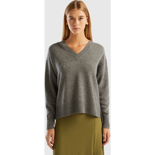 Benetton, Pull Fendu Oversize, taille L-XL, Gris Foncé - United Colors of Benetton - Modalova