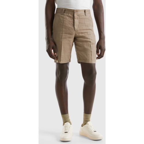 Benetton, Bermuda En Pur Lin, taille 42, Tourterelle - United Colors of Benetton - Modalova