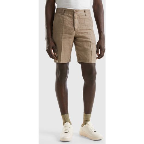 Benetton, Bermuda En Pur Lin, taille 52, Tourterelle - United Colors of Benetton - Modalova