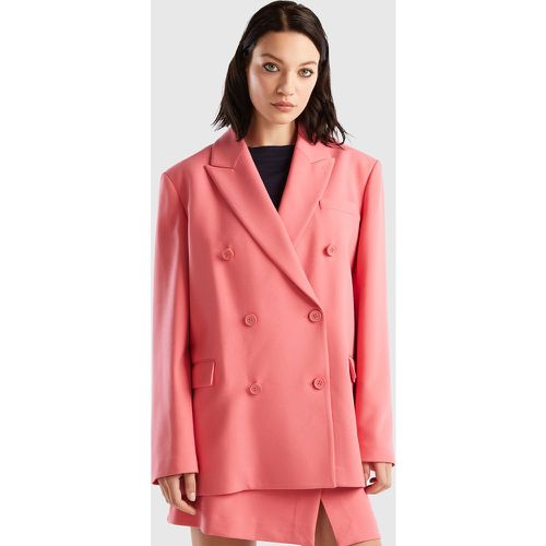 Benetton, Veste À Double Boutonnage En Viscose Mélangée, taille 48, Rose - United Colors of Benetton - Modalova