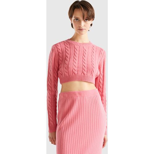 Benetton, Pull Cropped Torsadé, taille L, Rose - United Colors of Benetton - Modalova