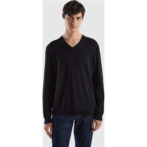 Benetton, Pull En Pur Coton À Col En V, taille XL, Noir - United Colors of Benetton - Modalova