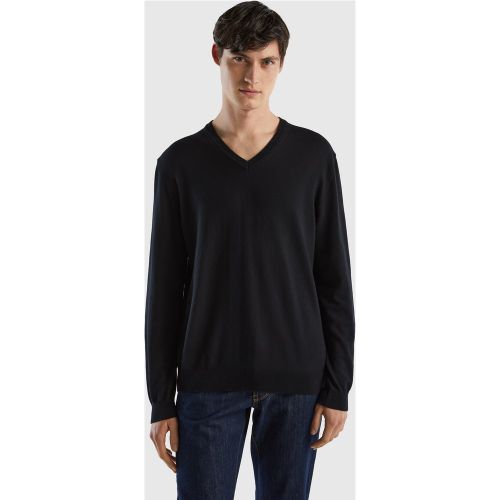 Benetton, Pull En Pur Coton À Col En V, taille XXL, Noir - United Colors of Benetton - Modalova