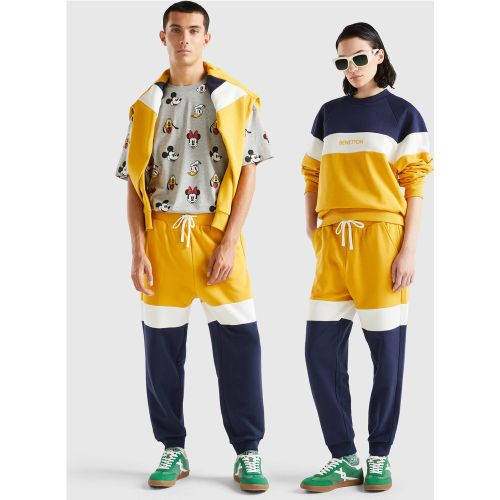 Benetton, Jogger Jaune Ocre Et Bleu Foncé, taille XXL, Jaune - United Colors of Benetton - Modalova