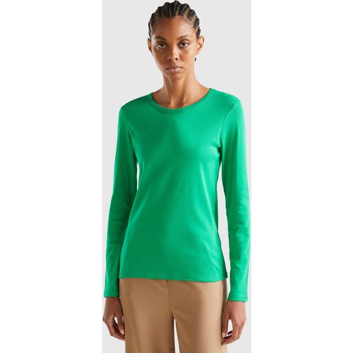 Benetton, T-shirt Manches Longues En Pur Coton, taille XL, Vert - United Colors of Benetton - Modalova