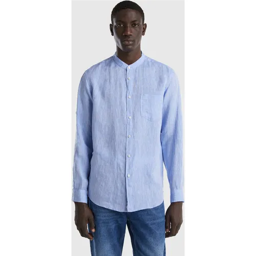 Benetton, Chemise En Lin Avec Col Mao, taille XXXL, Bleu Clair - United Colors of Benetton - Modalova