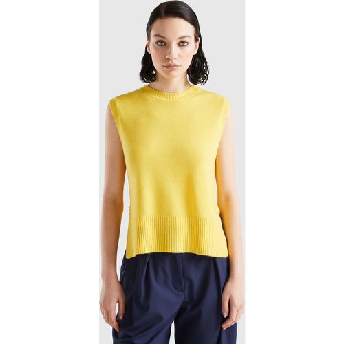 Benetton, Gilet Fendu En Maille, taille L, Jaune - United Colors of Benetton - Modalova