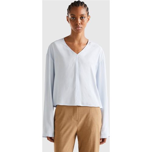 Benetton, Blouse À Col En V, taille L, Bleu Ciel - United Colors of Benetton - Modalova