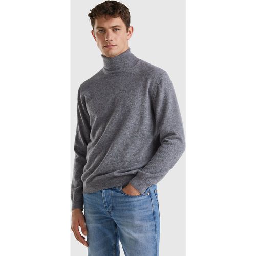 Benetton, Pull Gris Foncé Col Roulé En Pure Laine Mérinos, taille XXL, Gris Foncé - United Colors of Benetton - Modalova