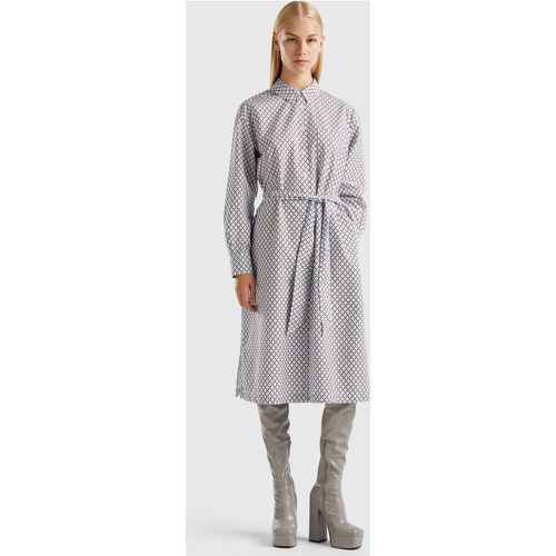 Benetton, Robe Chemisier Midi À Motif, taille S, Gris Clair - United Colors of Benetton - Modalova