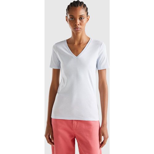 Benetton, T-shirt En Pur Coton Col V, taille M, Bleu Ciel - United Colors of Benetton - Modalova