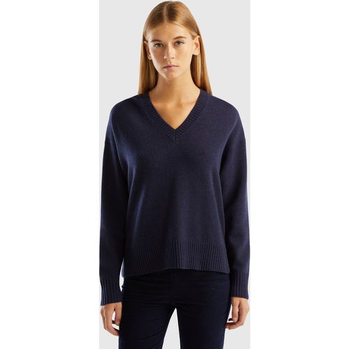 Benetton, Pull Fendu Oversize, taille L-XL, Bleu Foncé - United Colors of Benetton - Modalova