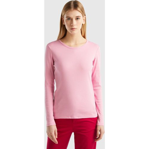 Benetton, T-shirt Manches Longues En Pur Coton, taille L, Rose Pastel - United Colors of Benetton - Modalova