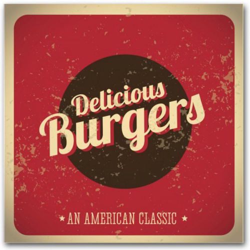 Tableau Vintage Plaque Burger Rouge 50X50 cm - 3S. x Home - Modalova