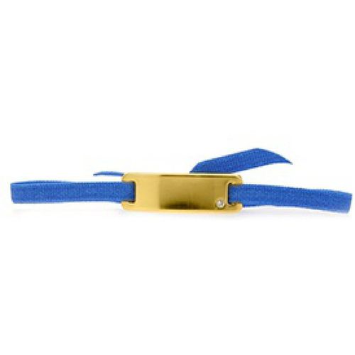 Bracelet A55532 - Plaque Ruban Lisse Strasse Bleu Or Jaune - Les Interchangeables - Modalova