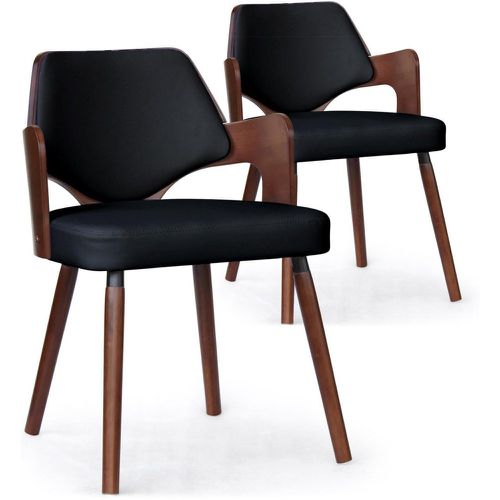 Lot de 2 chaises scandinaves bois noisette et MADI - 3S. x Home - Modalova