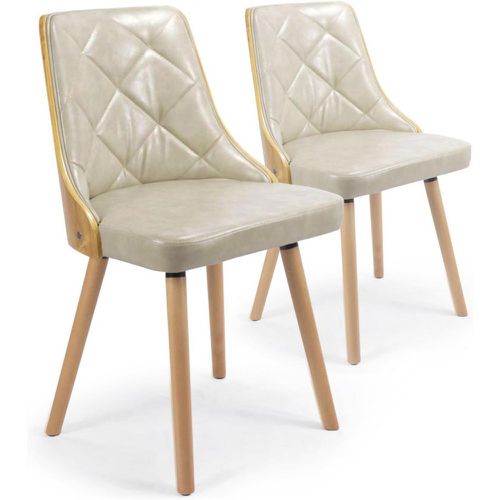 Lot de 2 chaises scandinave chêne clair et crème HADRA - 3S. x Home - Modalova