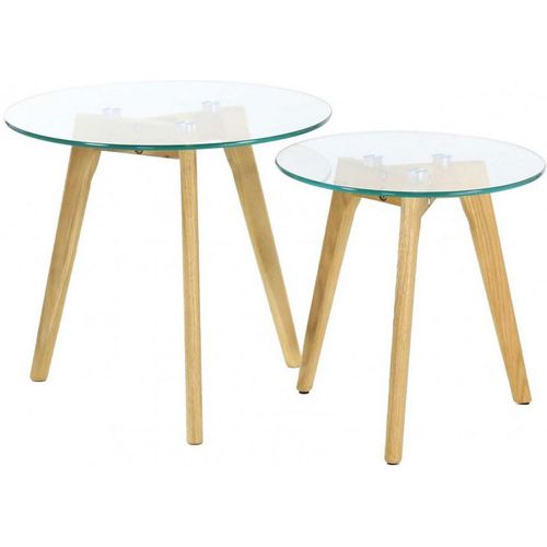 Lot de 2 Tables Gigognes Verre Trempé D50 PETSAMO - 3S. x Home - Modalova