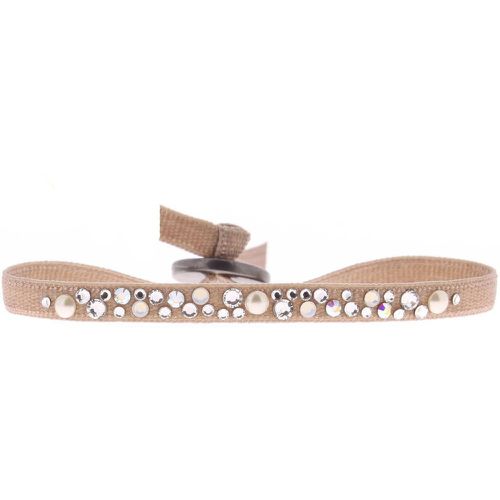 Bracelet A36669 - Bracelet Tissu Beige Cristaux Swarovski - Les Interchangeables - Modalova